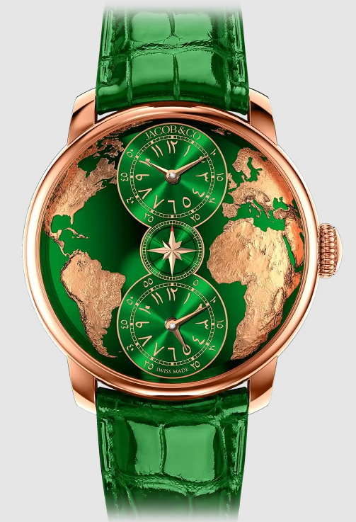 Jacob & Co The World Is Yours Dual Time Zone GREEN (ARABIC) DT100.40.AA.AD.A Replica watch Jacob & Co The World Is Yours Dual Time Zone GREEN (ARABIC) DT100.40.AA.AD.A Replica watch
